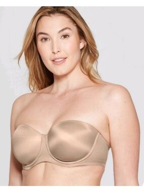 NWT Auden Lightly Lined Strapless Bra 38DD Convertible Underwire Beige
